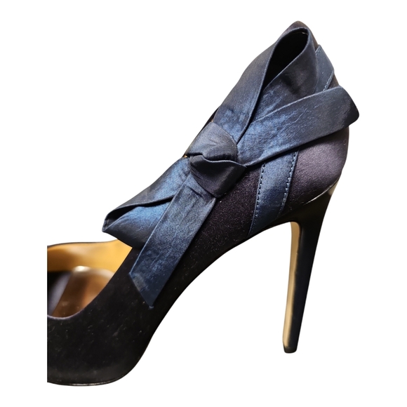 Vintage late 1980's Elegant Badgley Mischka Women's High Heel Navy Peep-Toe - Picture 6 of 7